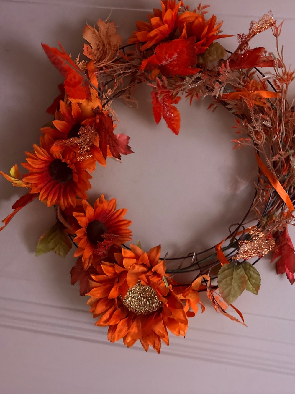 Hand Crafted Orange Sunflower Fall Wreath